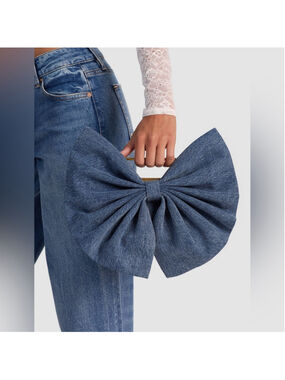 Alice + Olivia Raven Denim Bow Clutch